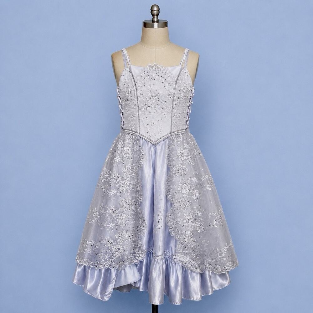 Virgen De Guadalupe Rhinestone Quinceañera Communion Dress Sz 10 USA White